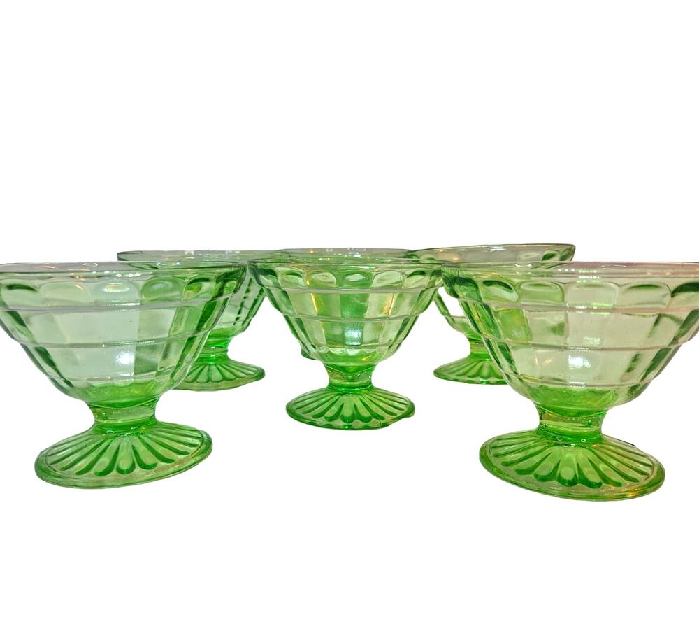 Vintage Hazel-Atlas Colonial Block Sherbet Glasses - Depression Glass